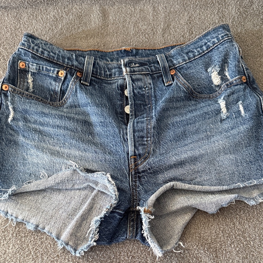 Levi's Blue Distressed Jean Shorts